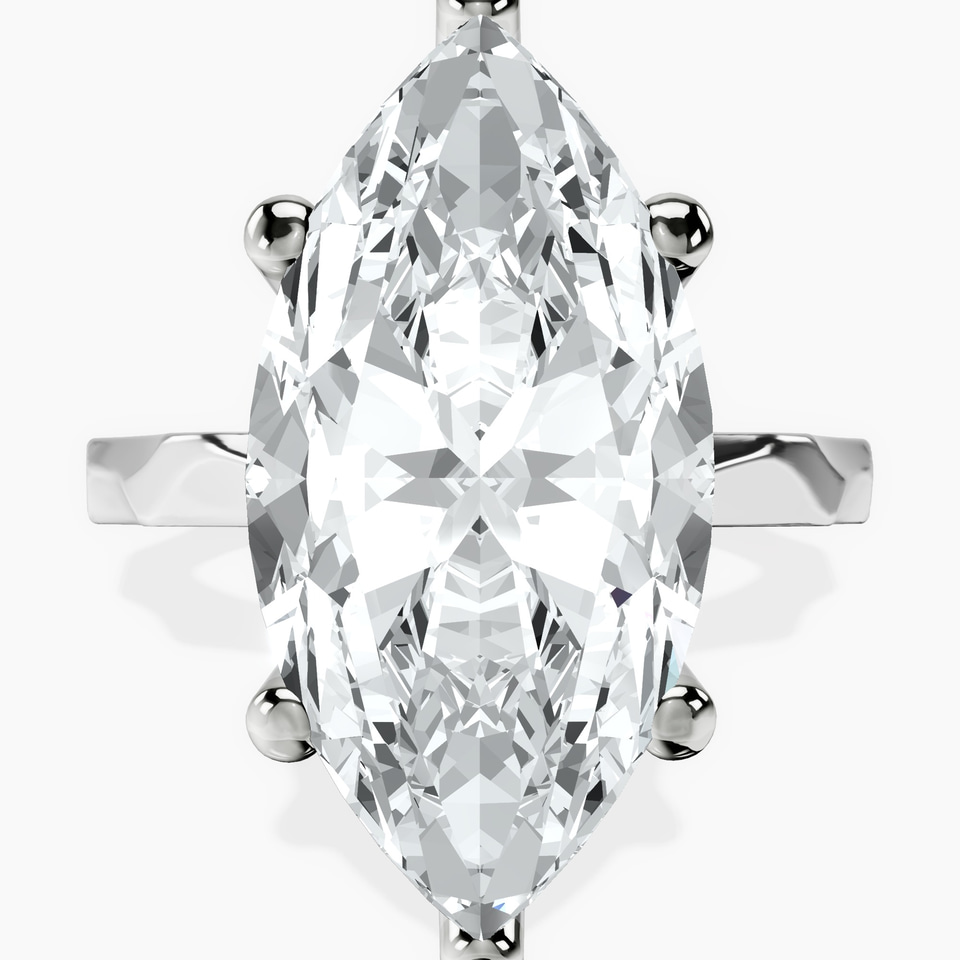 10kt White Gold Magnolia Texture Solitaire Lab Diamond Ring front image