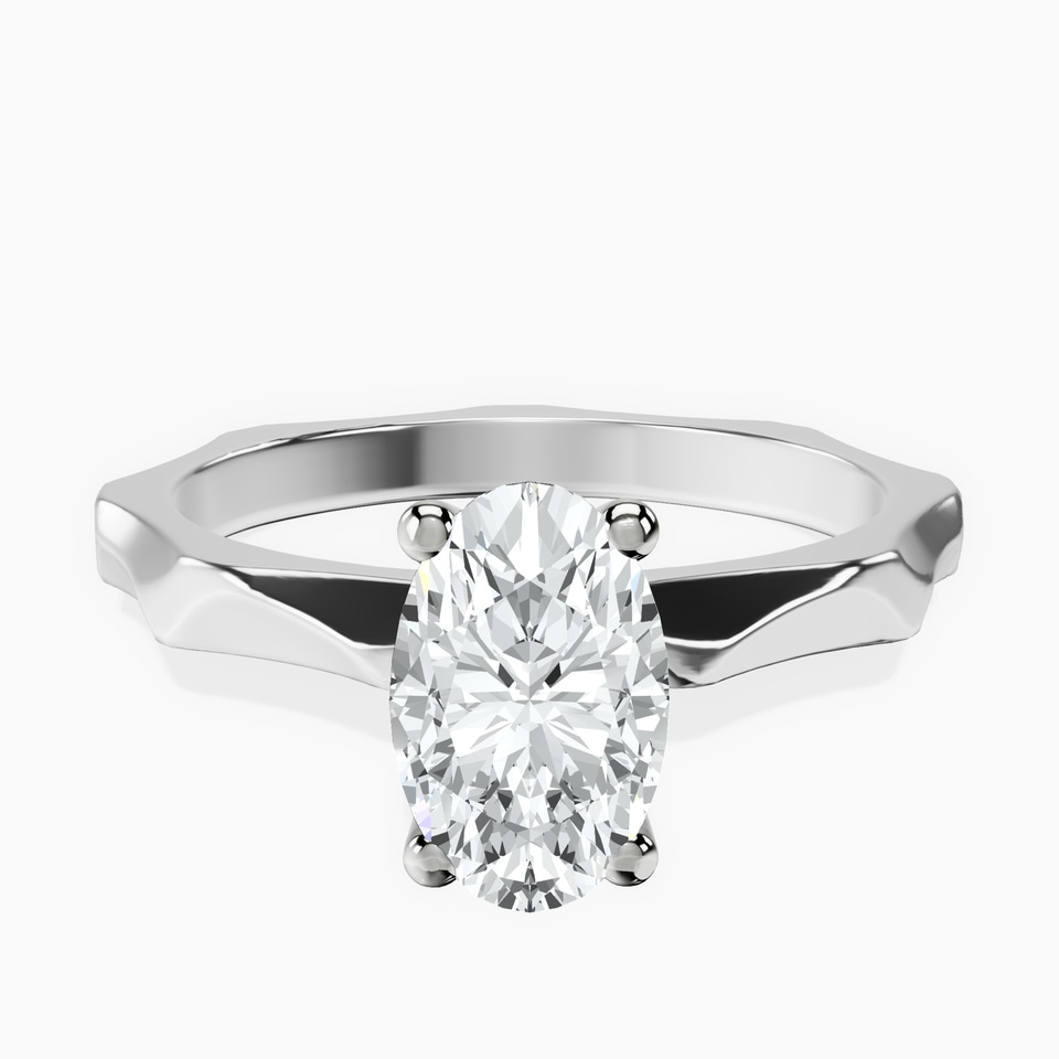 10kt White Gold Magnolia Texture Solitaire Lab Diamond Ring front image