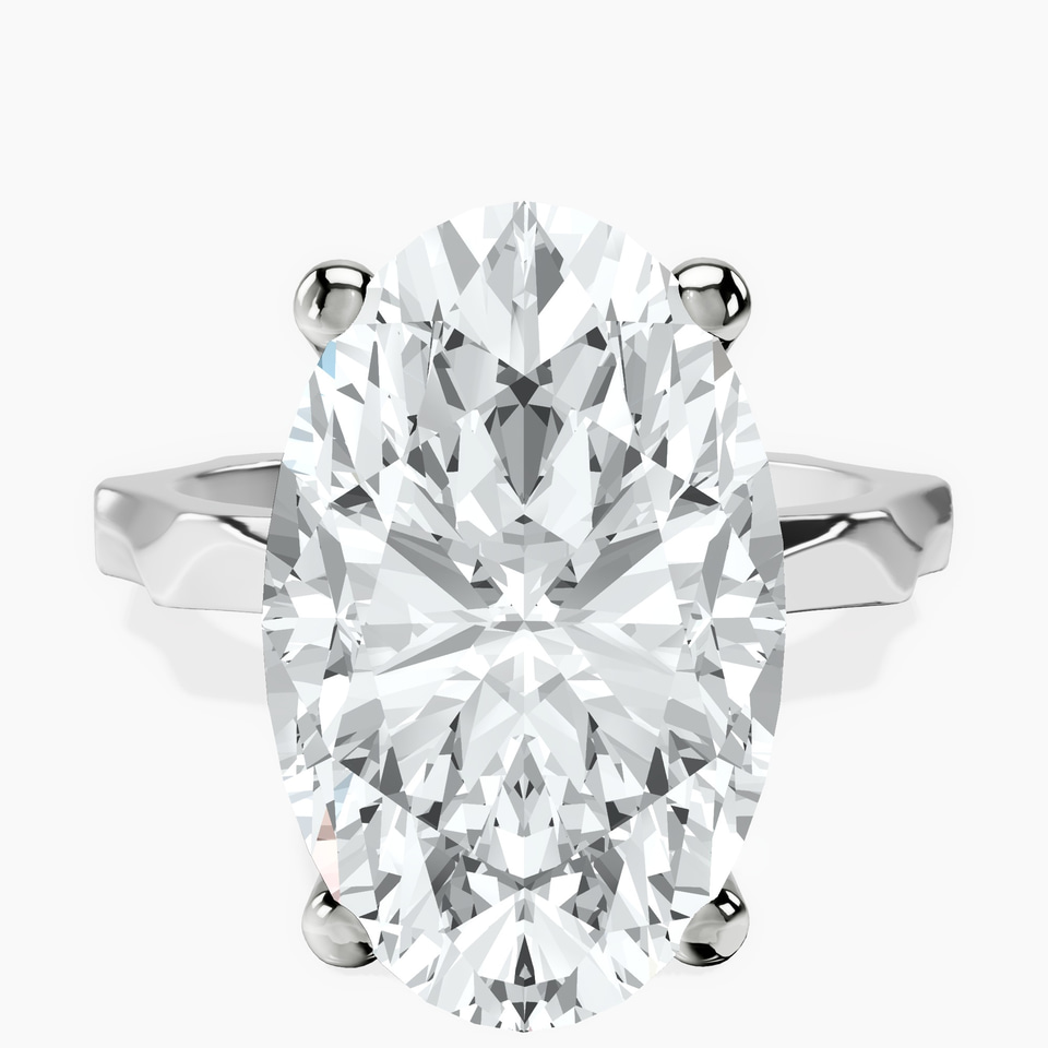 10kt White Gold Magnolia Texture Solitaire Lab Diamond Ring front image