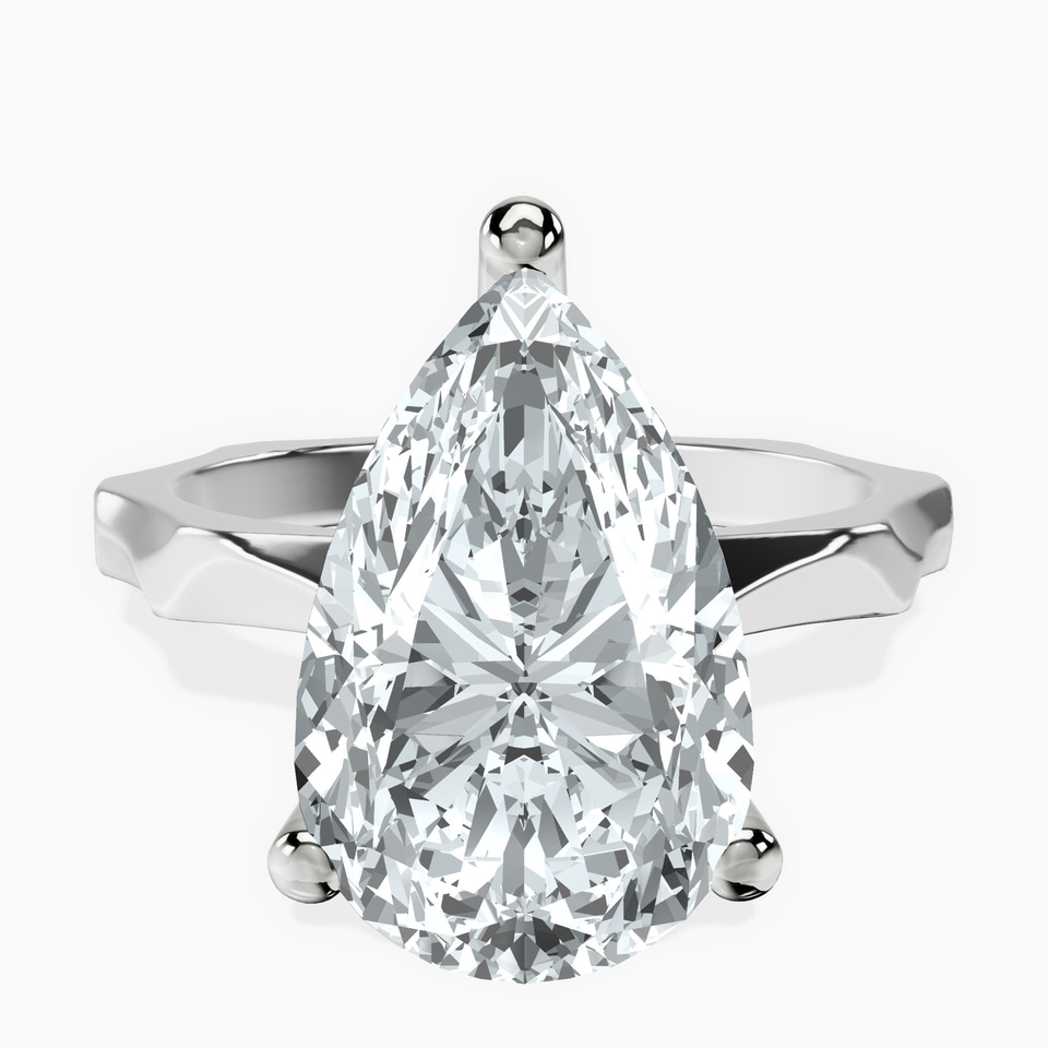 10kt White Gold Magnolia Texture Solitaire Lab Diamond Ring front image