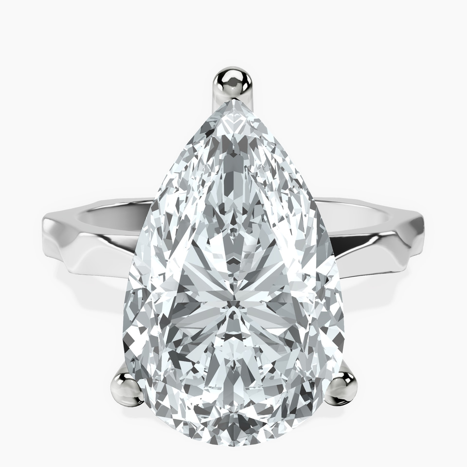 10kt White Gold Magnolia Texture Solitaire Lab Diamond Ring front image