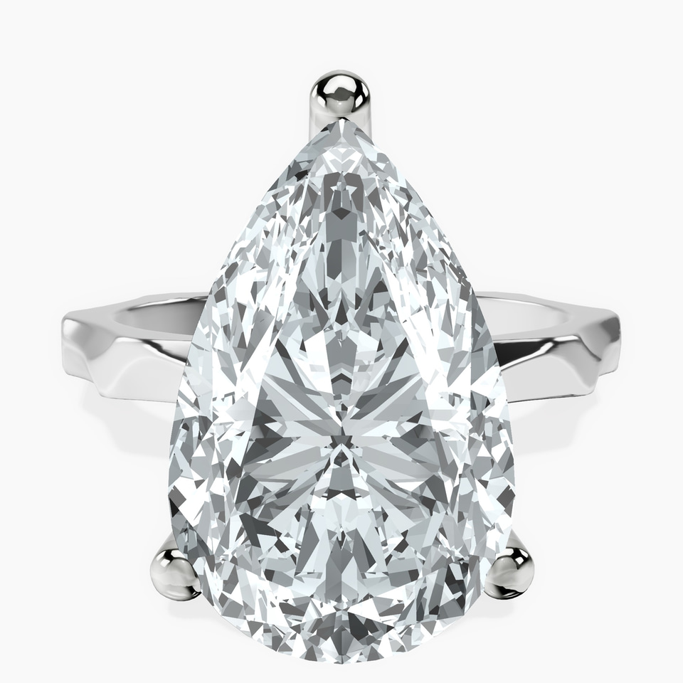 10kt White Gold Magnolia Texture Solitaire Lab Diamond Ring front image