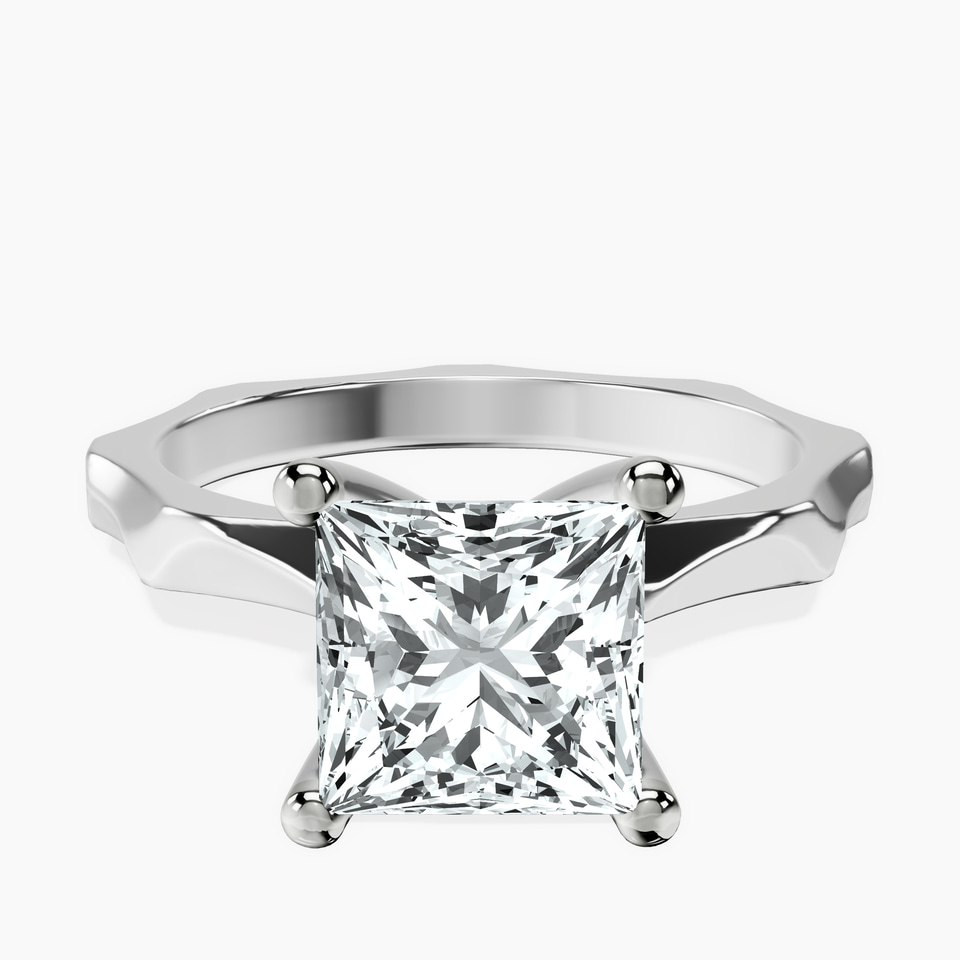 10kt White Gold Magnolia Texture Solitaire Lab Diamond Ring front image
