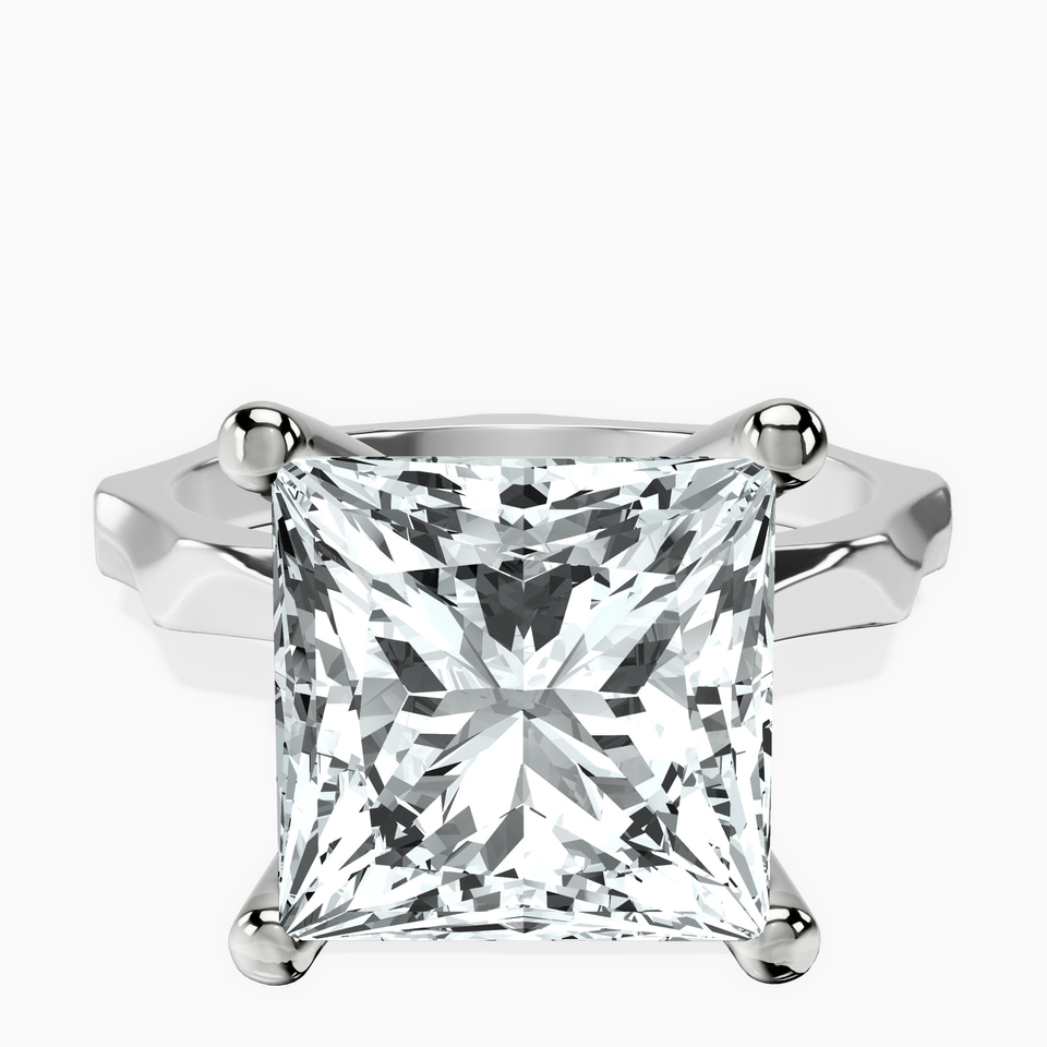 10kt White Gold Magnolia Texture Solitaire Lab Diamond Ring front image