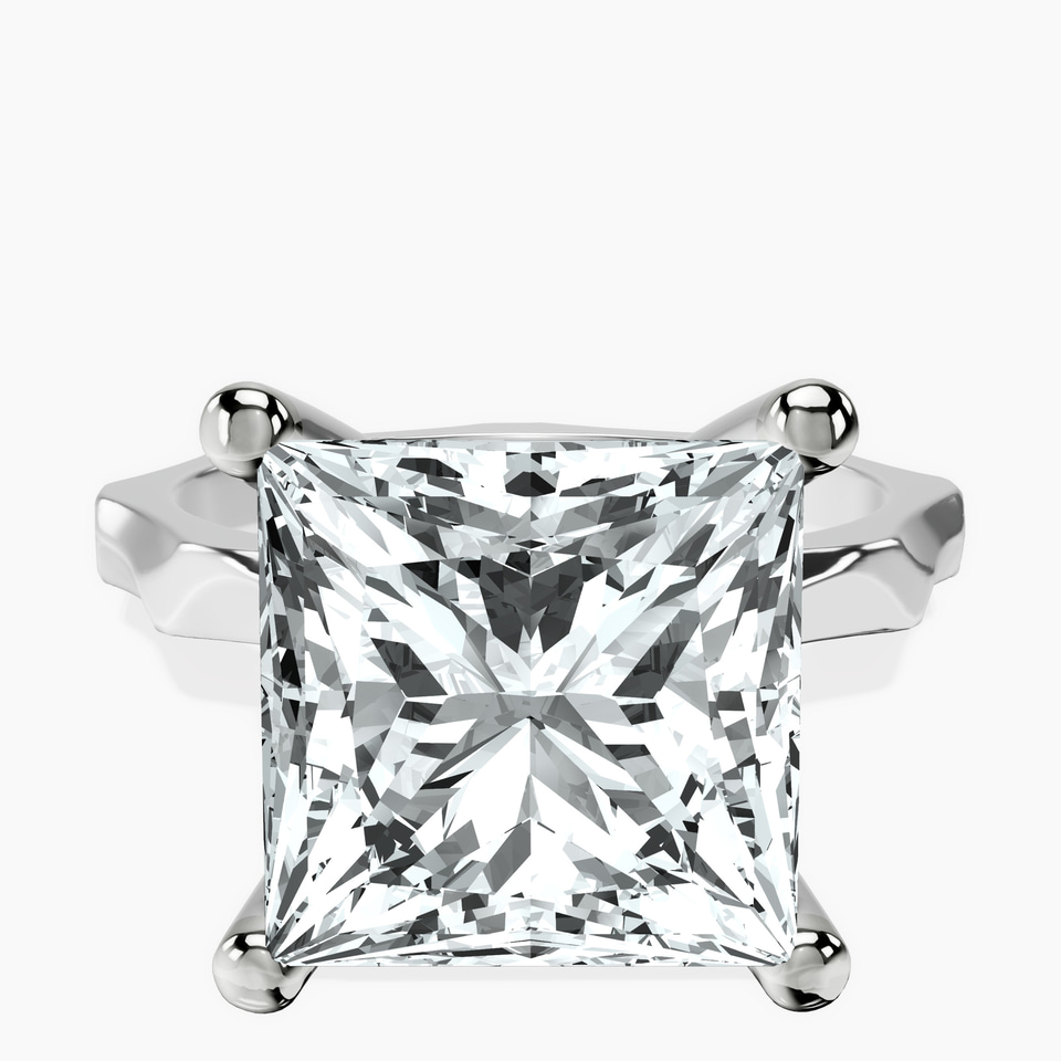 10kt White Gold Magnolia Texture Solitaire Lab Diamond Ring front image