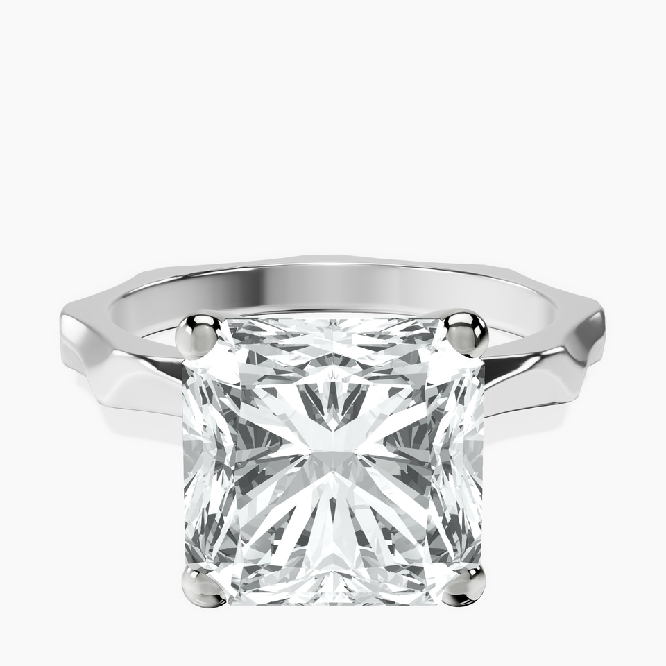 10kt White Gold Magnolia Texture Solitaire Lab Diamond Ring front image