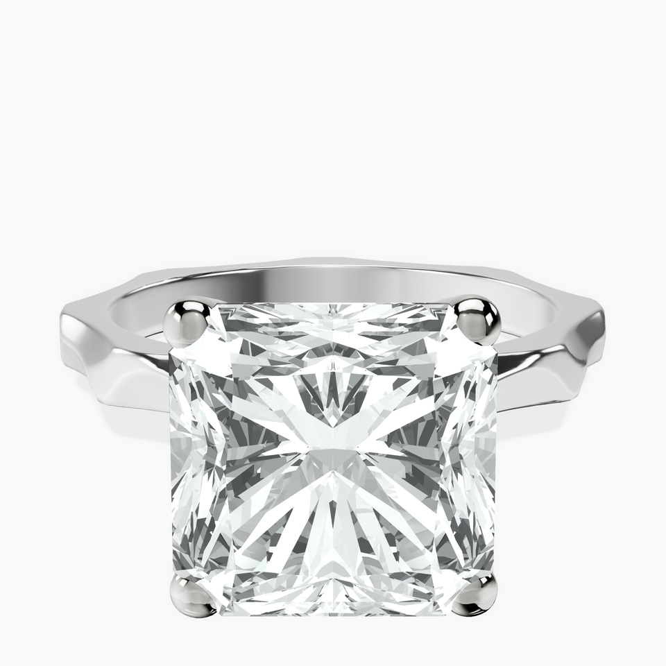 10kt White Gold Magnolia Texture Solitaire Lab Diamond Ring front image