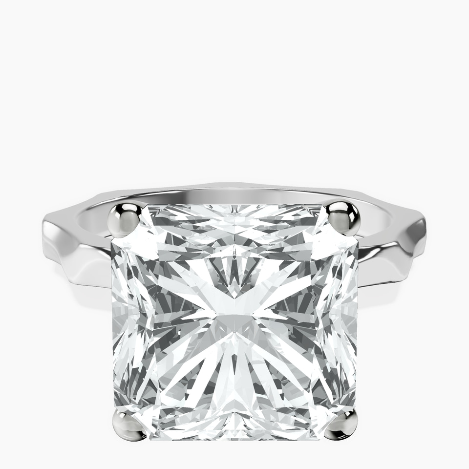 10kt White Gold Magnolia Texture Solitaire Lab Diamond Ring front image