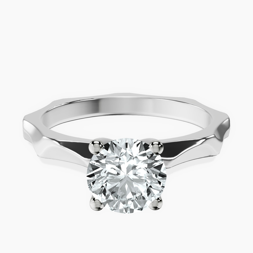 10kt White Gold Magnolia Texture Solitaire Lab Diamond Ring front image