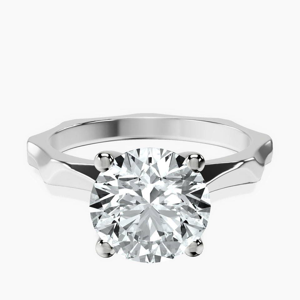 10kt White Gold Magnolia Texture Solitaire Lab Diamond Ring front image