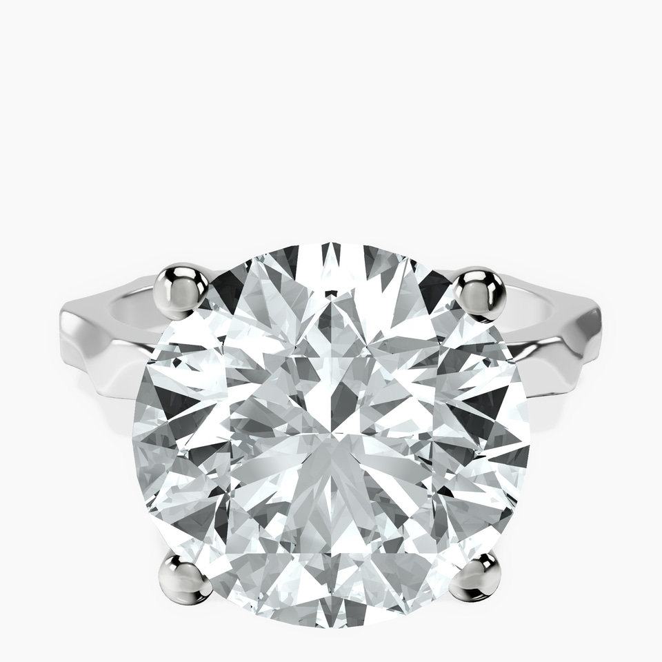 10kt White Gold Magnolia Texture Solitaire Lab Diamond Ring front image