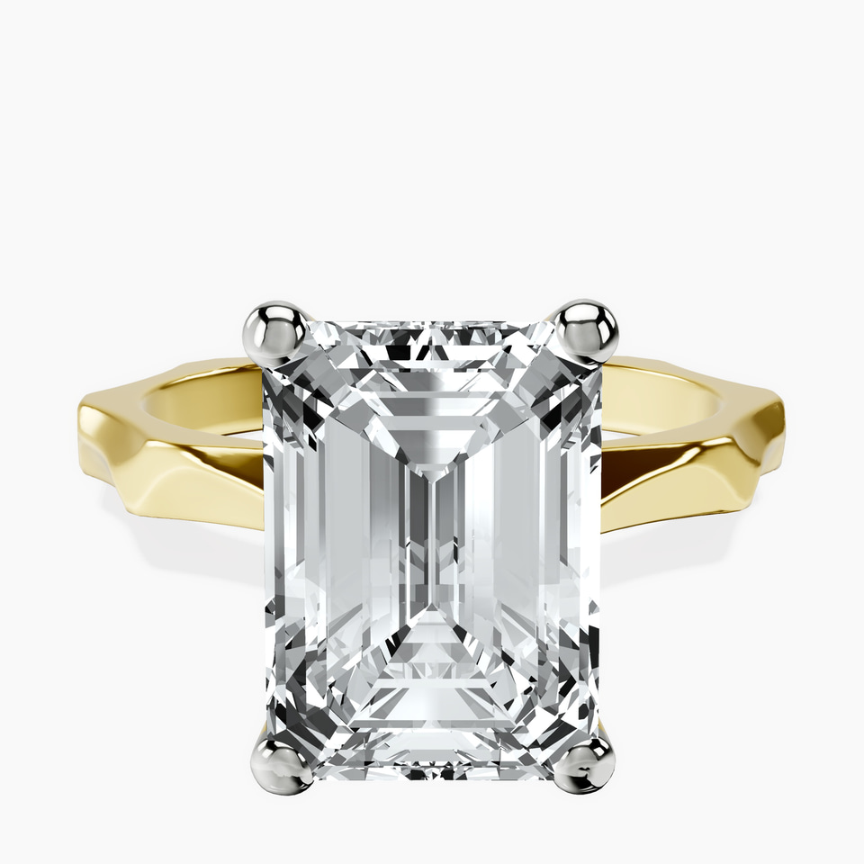 10kt Yellow Gold Magnolia Texture Solitaire Lab Diamond Ring front image