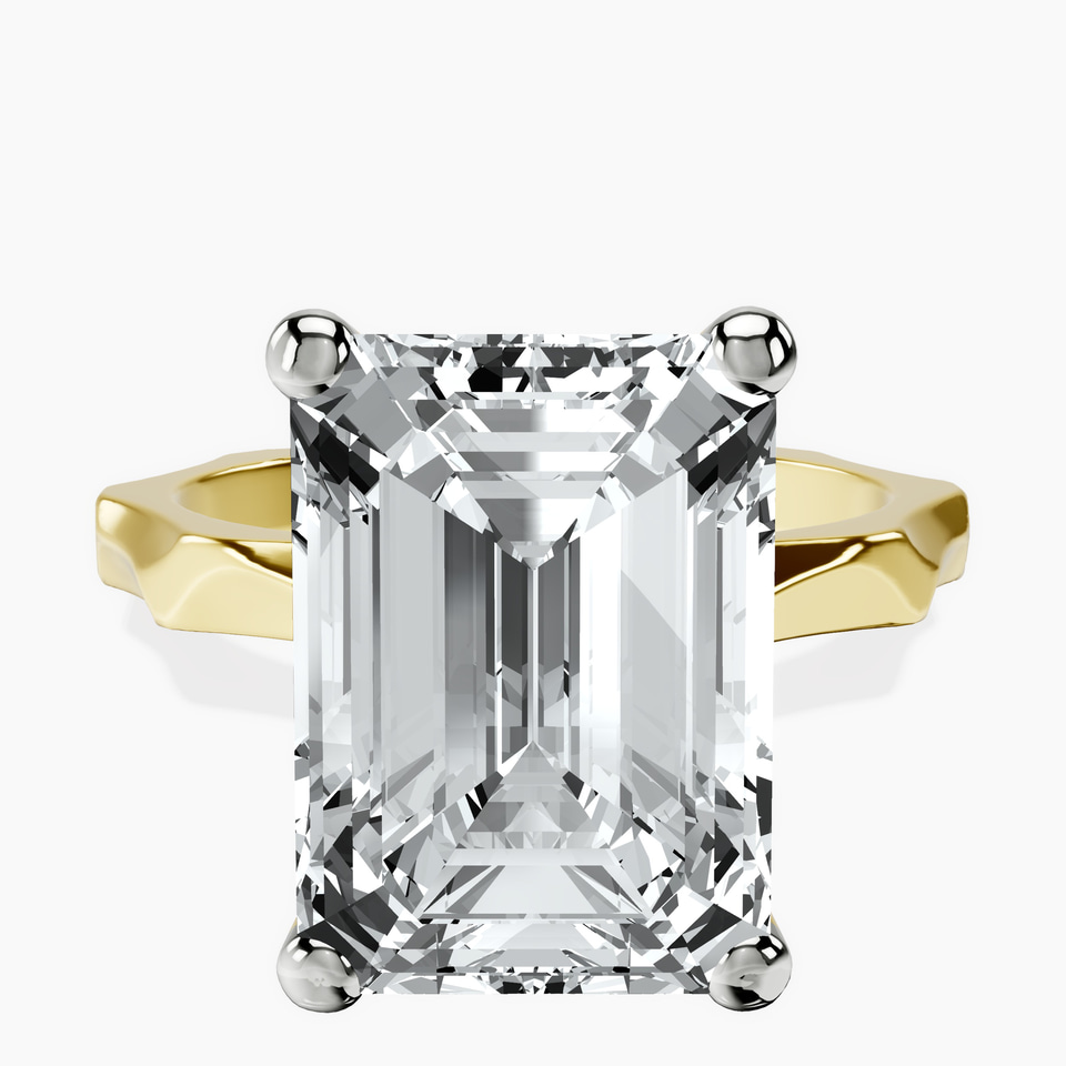 14kt Yellow Gold Magnolia Texture Solitaire Lab Diamond Ring front image