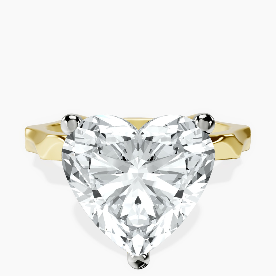 14kt Yellow Gold Magnolia Texture Solitaire Lab Diamond Ring front image