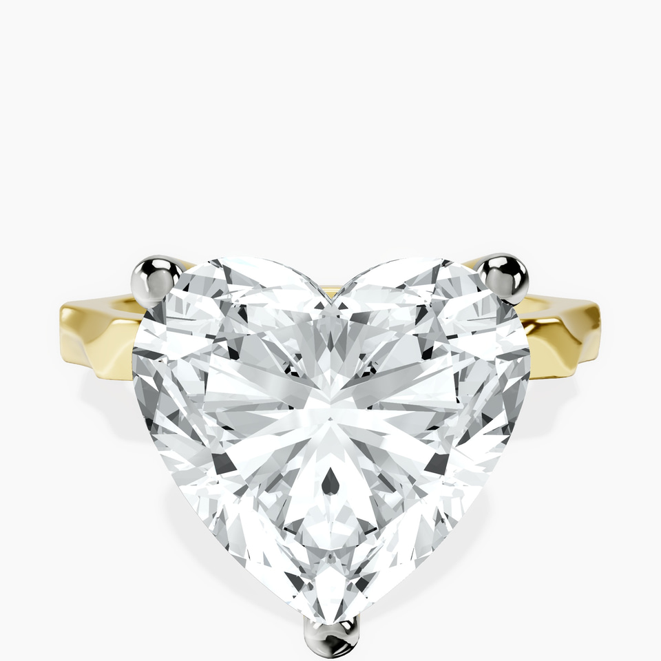10kt Yellow Gold Magnolia Texture Solitaire Lab Diamond Ring front image