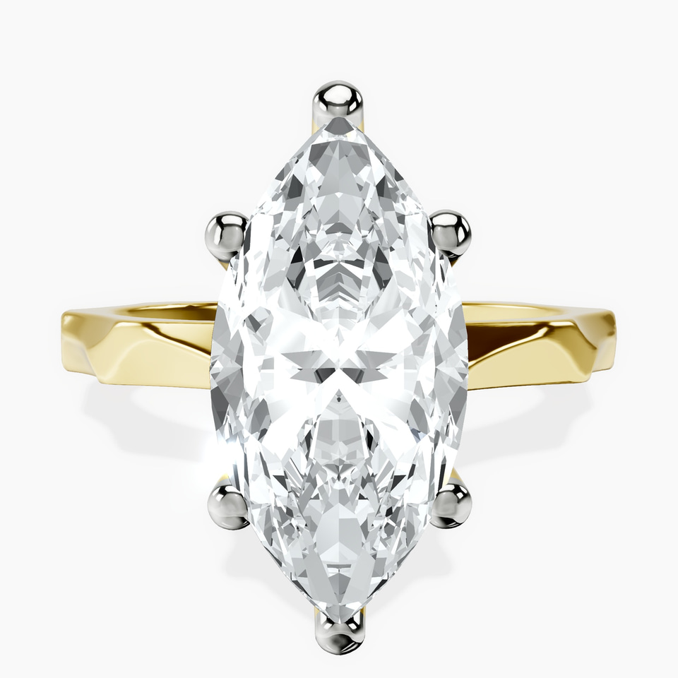 10kt Yellow Gold Magnolia Texture Solitaire Lab Diamond Ring front image