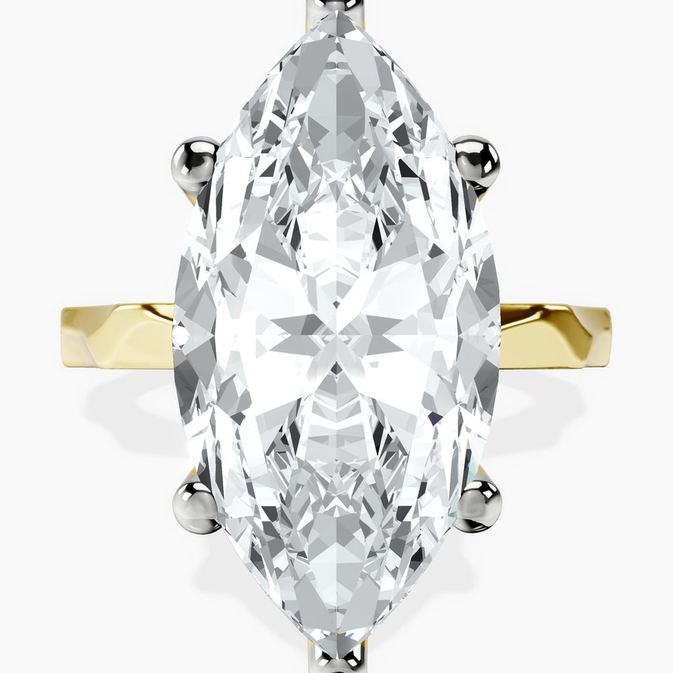 10kt Yellow Gold Magnolia Texture Solitaire Lab Diamond Ring front image
