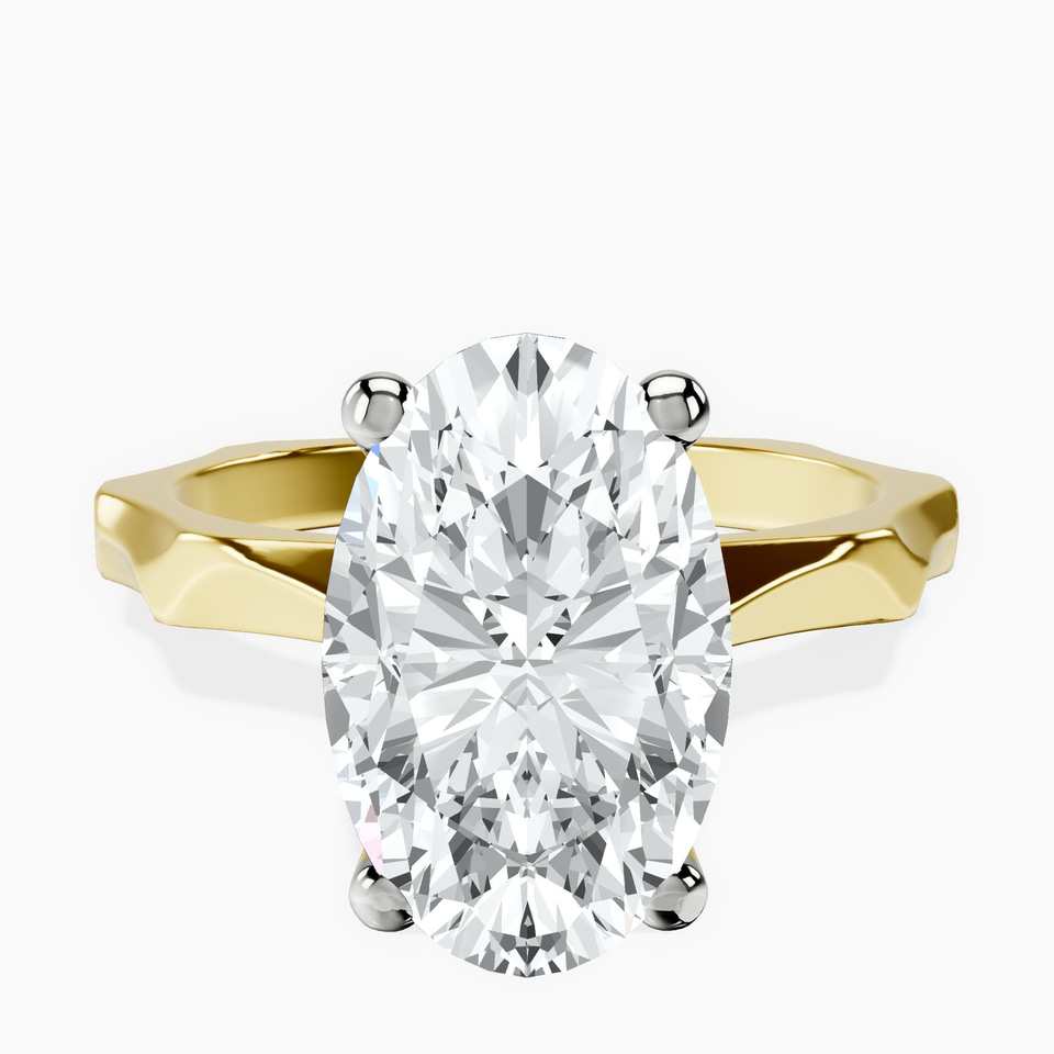 10kt Yellow Gold Magnolia Texture Solitaire Lab Diamond Ring front image