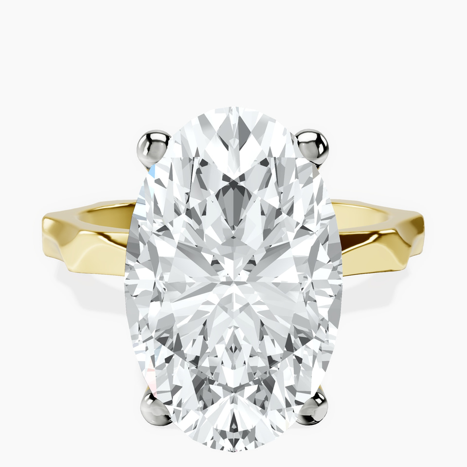 10kt Yellow Gold Magnolia Texture Solitaire Lab Diamond Ring front image