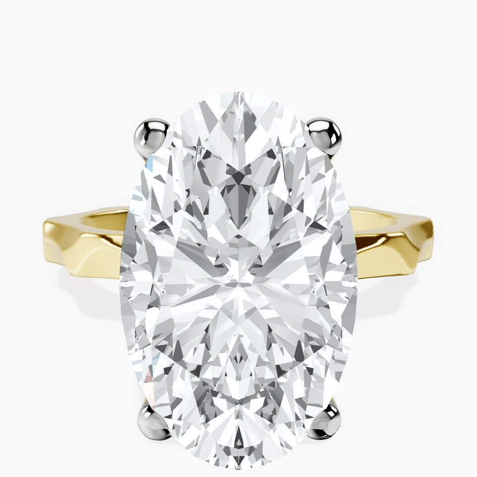 10kt Yellow Gold Magnolia Texture Solitaire Lab Diamond Ring front image
