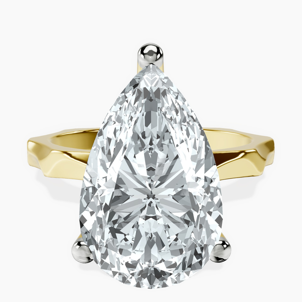 10kt Yellow Gold Magnolia Texture Solitaire Lab Diamond Ring front image