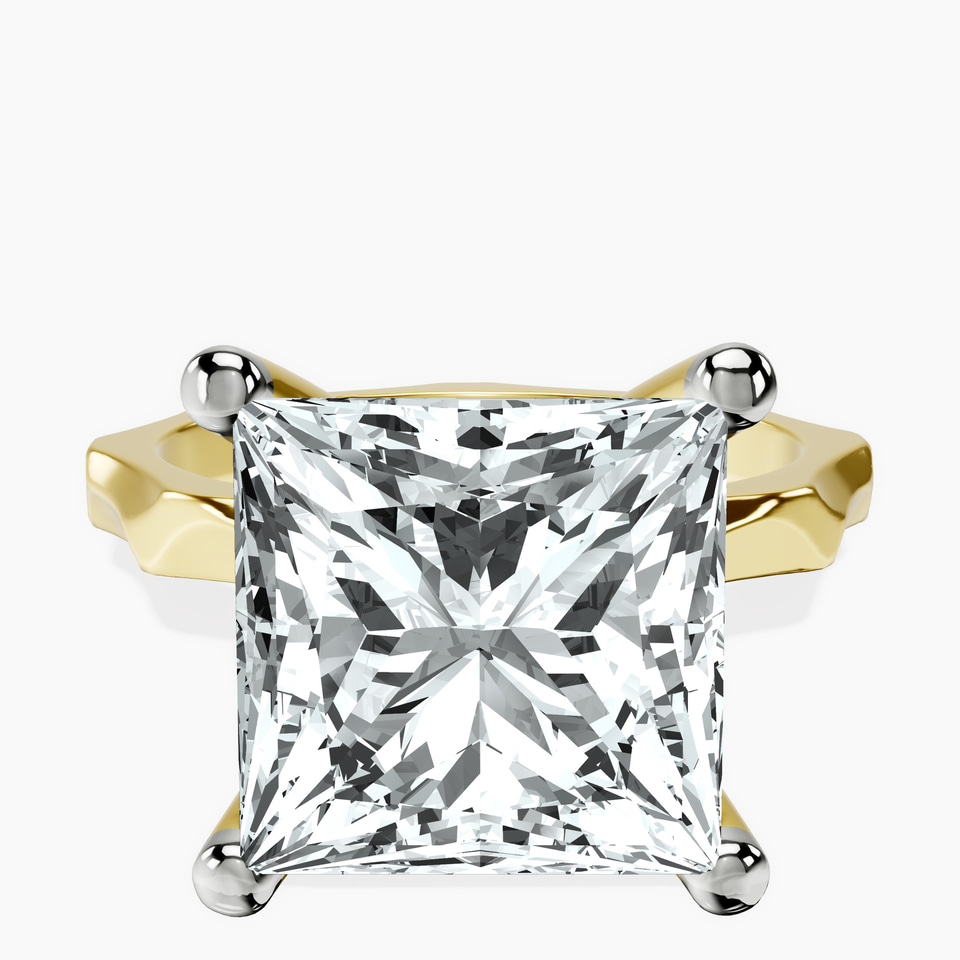 10kt Yellow Gold Magnolia Texture Solitaire Lab Diamond Ring front image