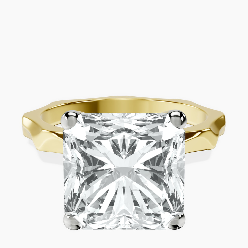 10kt Yellow Gold Magnolia Texture Solitaire Lab Diamond Ring front image