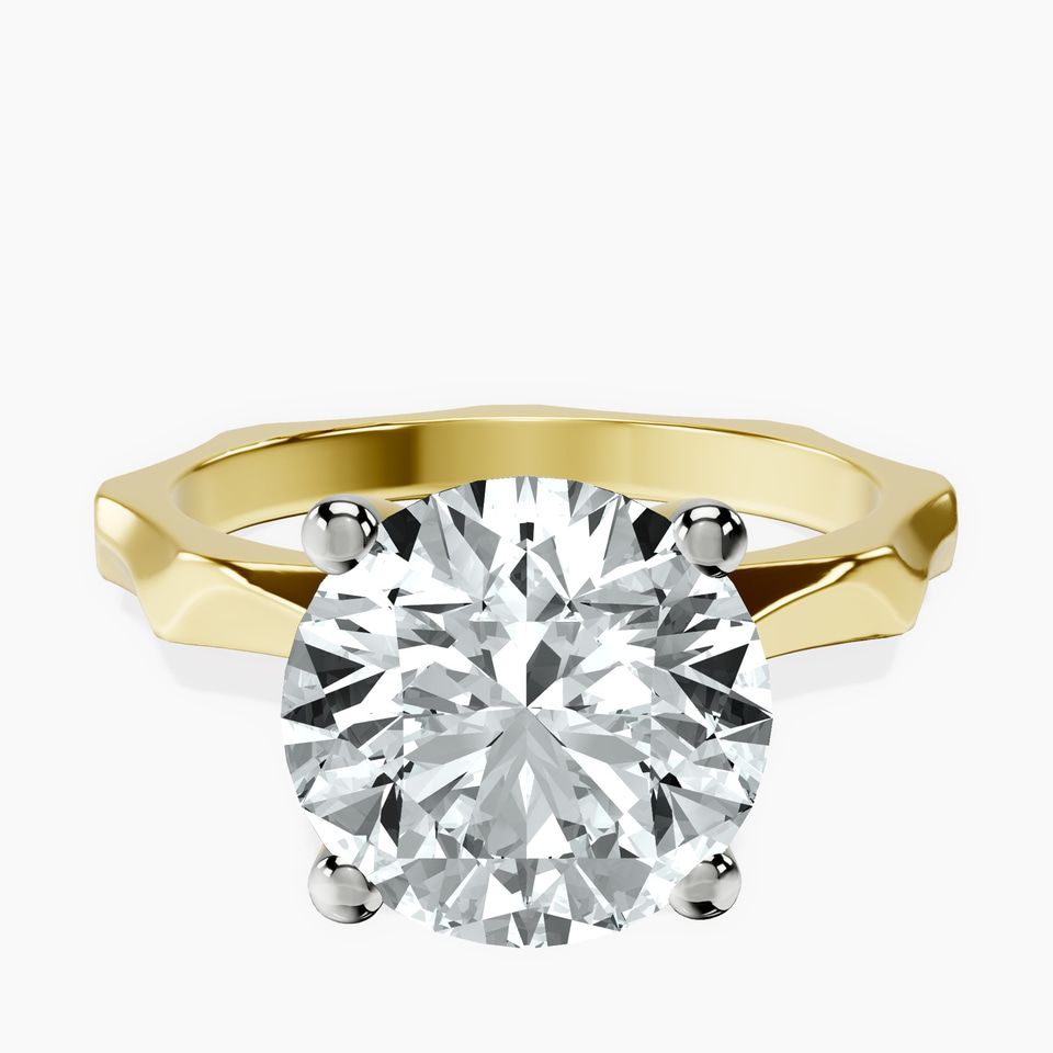 10kt Yellow Gold Magnolia Texture Solitaire Lab Diamond Ring front image