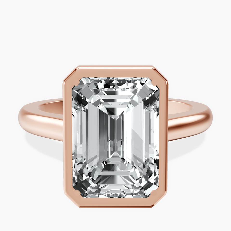 14kt Rose Gold Calliope Bezel Floating Solitaire Lab Diamond Ring front image