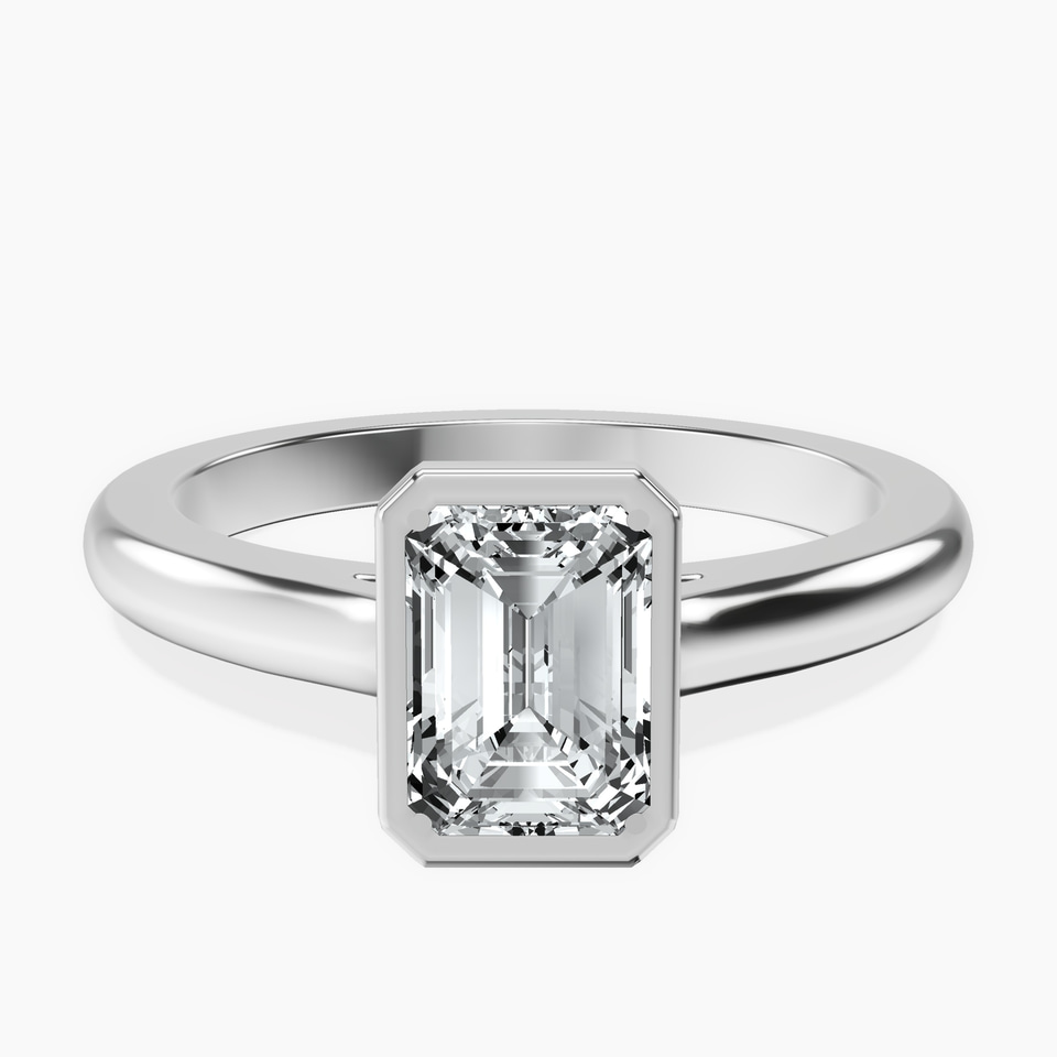 10kt White Gold Calliope Bezel Floating Solitaire Lab Diamond Ring front image