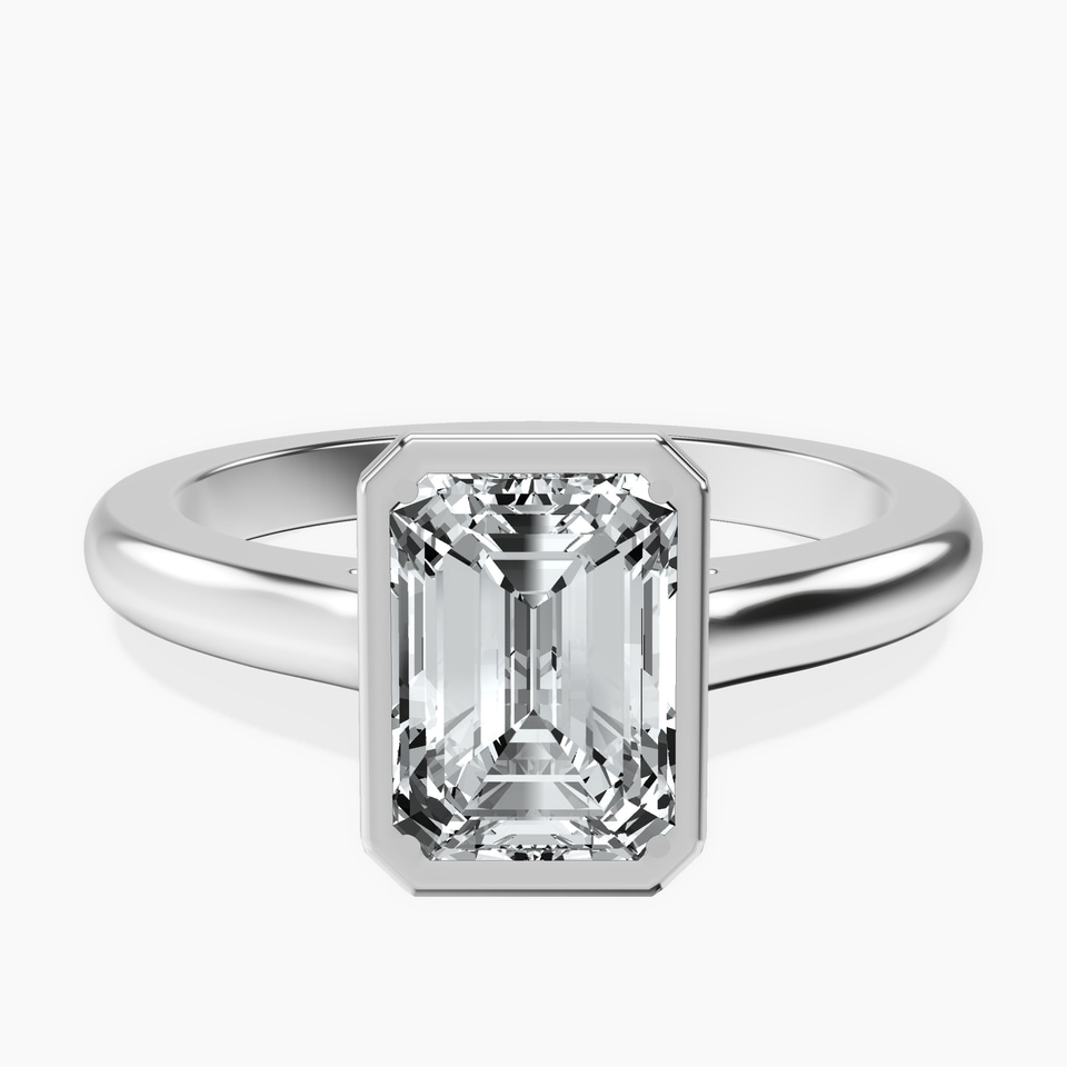 9ct White Gold Calliope Bezel Floating Solitaire Lab Diamond Ring front image