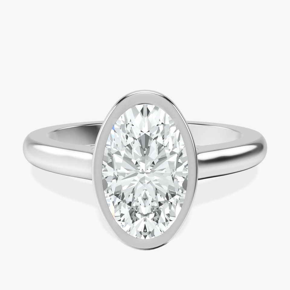 9ct White Gold Calliope Bezel Floating Solitaire Lab Diamond Ring front image