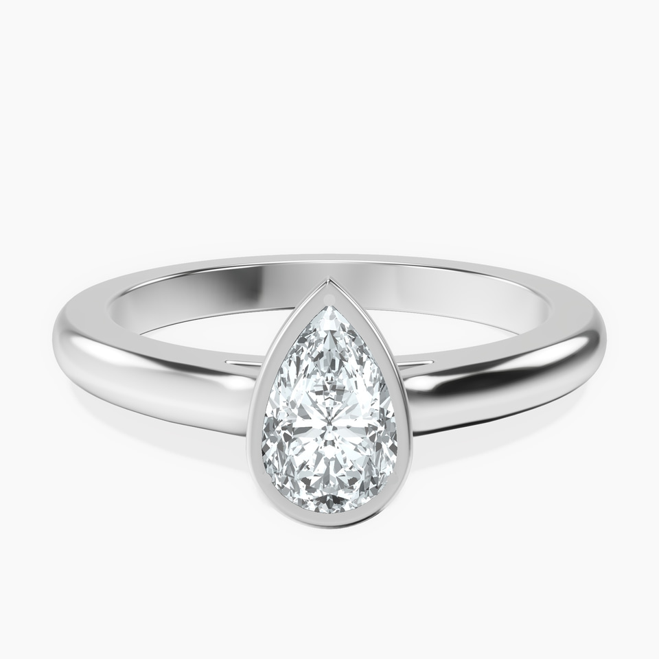 14kt White Gold Calliope Bezel Floating Solitaire Lab Diamond Ring front image