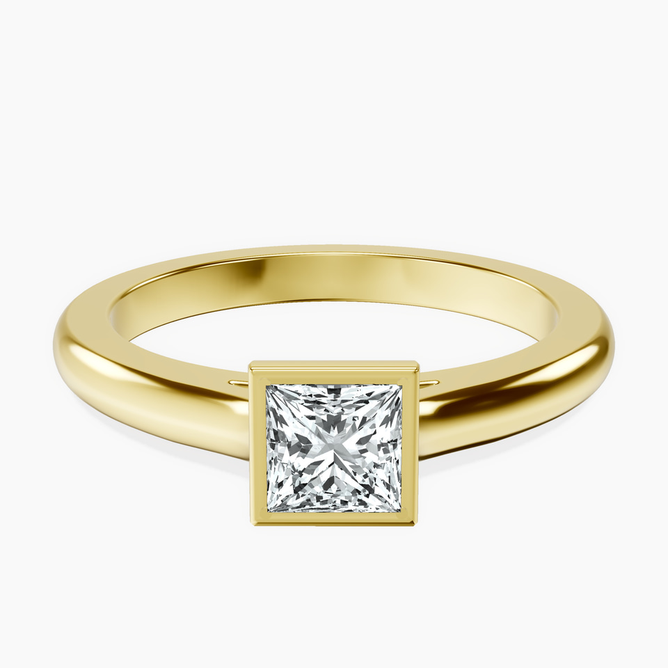 14kt Yellow Gold Calliope Bezel Floating Solitaire Lab Diamond Ring front image