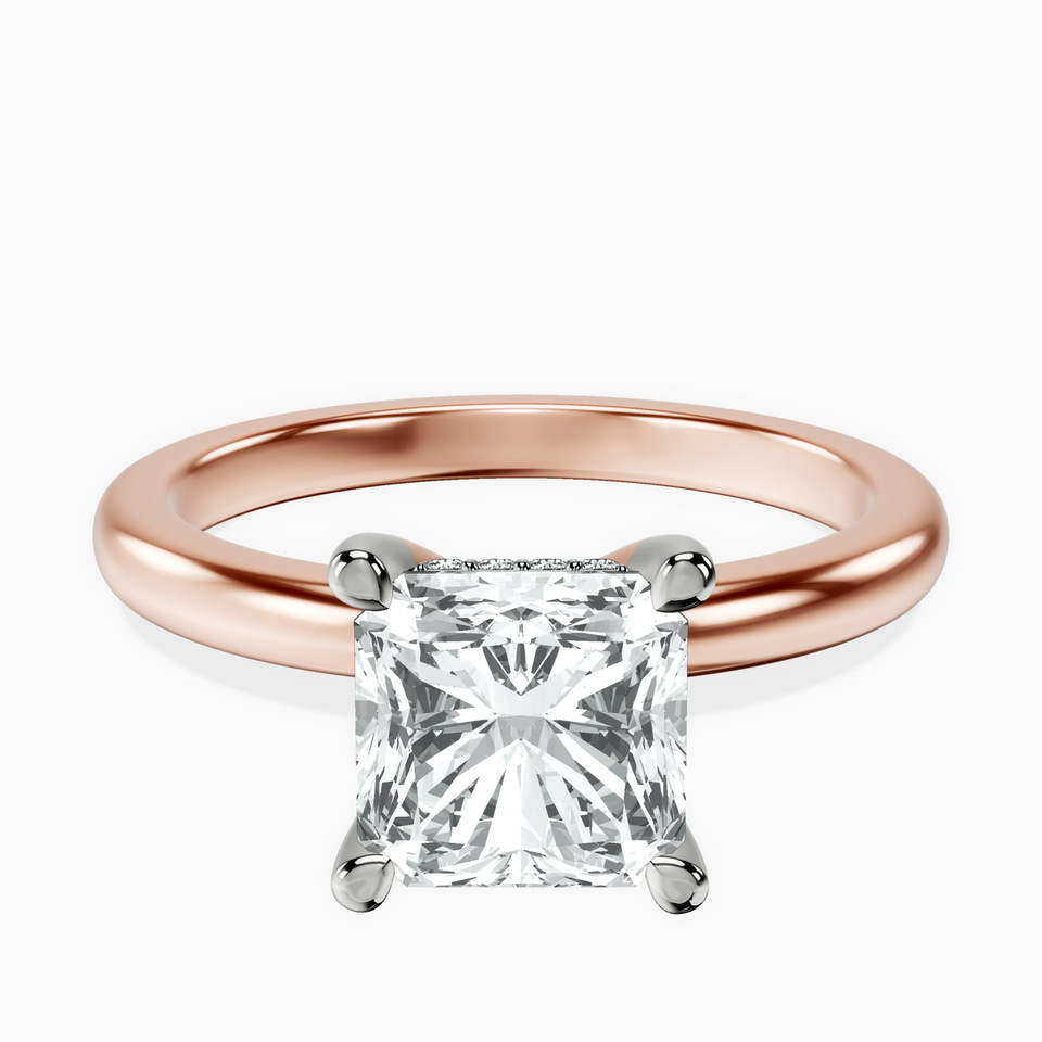 9ct Rose Gold Mildred Hidden Halo Solitaire Lab Diamond Ring front image