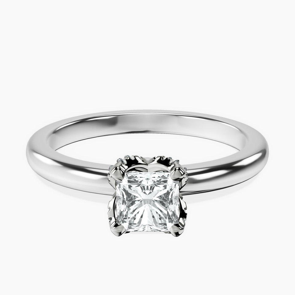 10kt White Gold Mabel Petal Solitaire Lab Diamond Ring front image