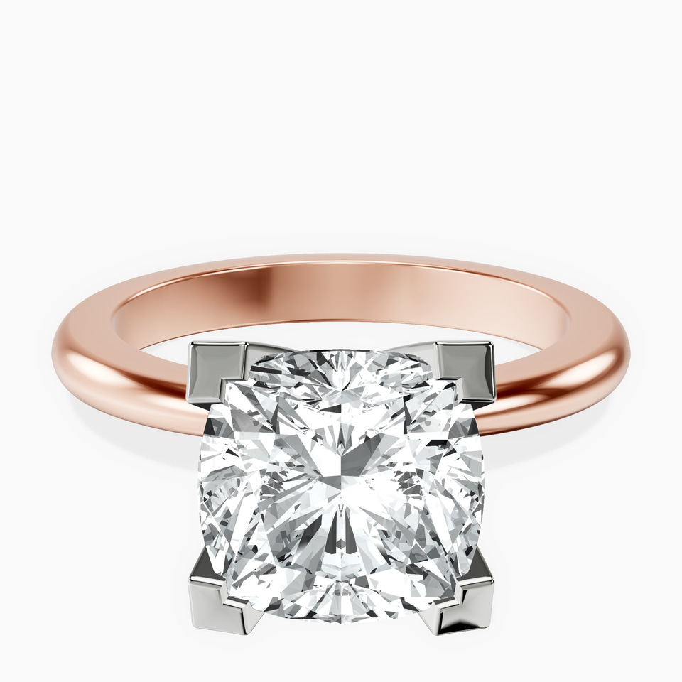 10kt Rose Gold Cordelia Knife Edge Solitaire Lab Diamond Ring front image