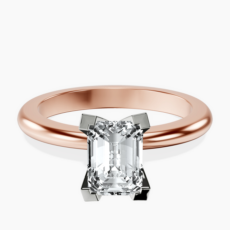 10kt Rose Gold Cordelia Knife Edge Solitaire Lab Diamond Ring front image