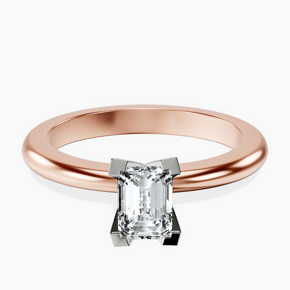 18kt Rose Gold Cordelia Knife Edge Solitaire Lab Diamond Ring front image
