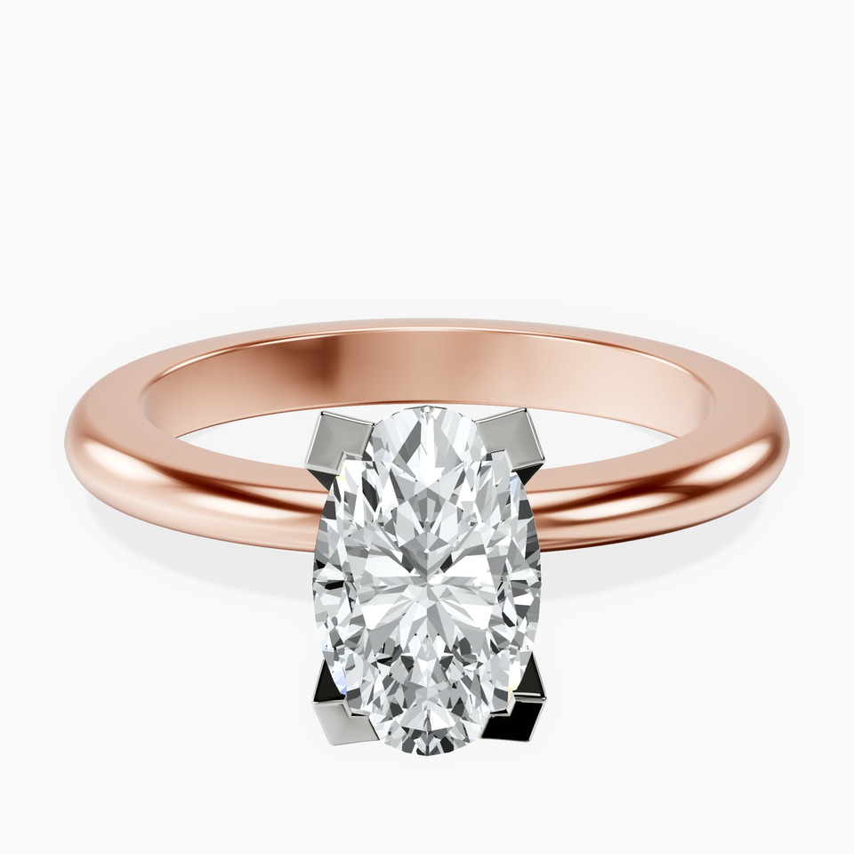 10kt Rose Gold Cordelia Knife Edge Solitaire Lab Diamond Ring front image