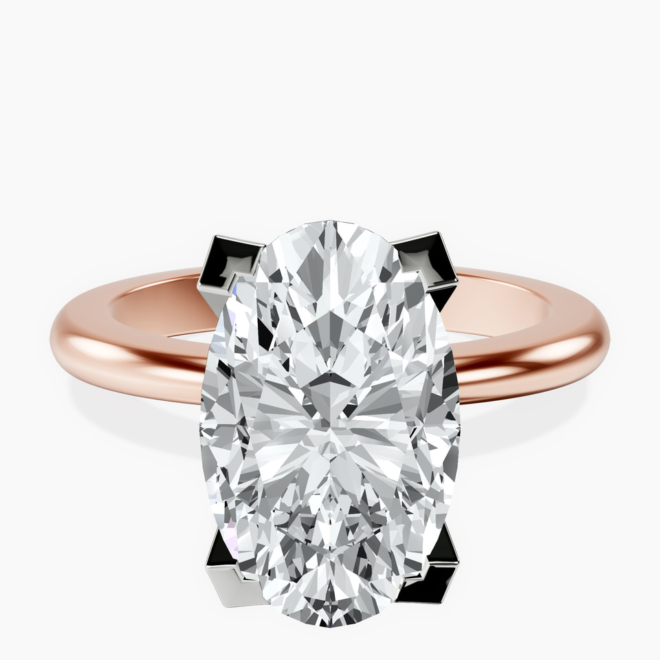 10kt Rose Gold Cordelia Knife Edge Solitaire Lab Diamond Ring front image