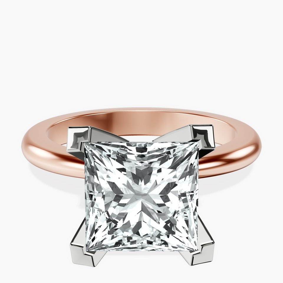 18kt Rose Gold Cordelia Knife Edge Solitaire Lab Diamond Ring front image