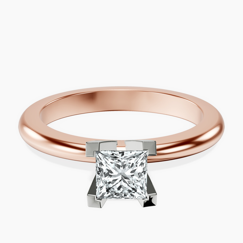 10kt Rose Gold Cordelia Knife Edge Solitaire Lab Diamond Ring front image