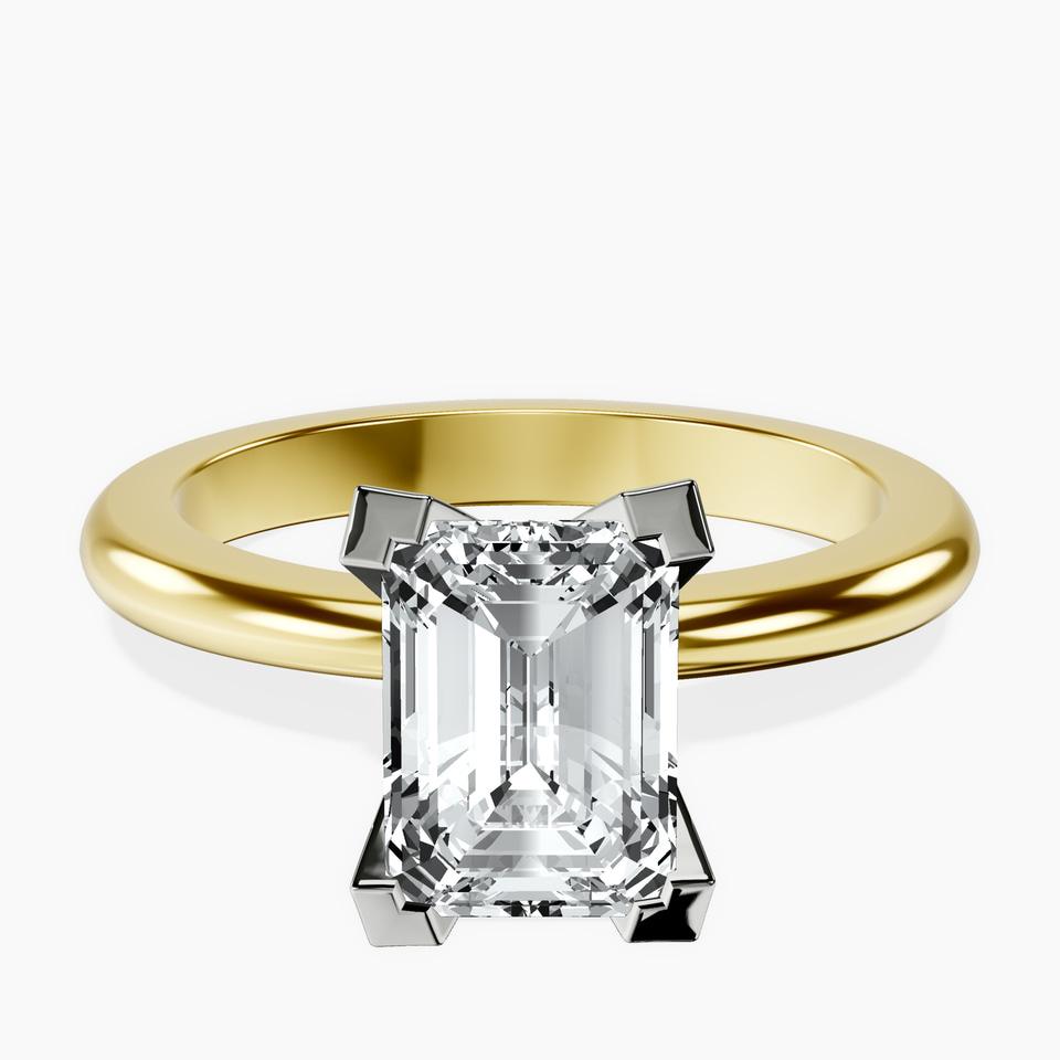 14ct Yellow Gold Cordelia Knife Edge Solitaire Lab Diamond Ring front image