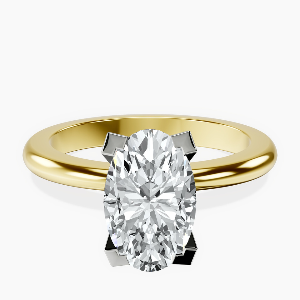 14ct Yellow Gold Cordelia Knife Edge Solitaire Lab Diamond Ring front image