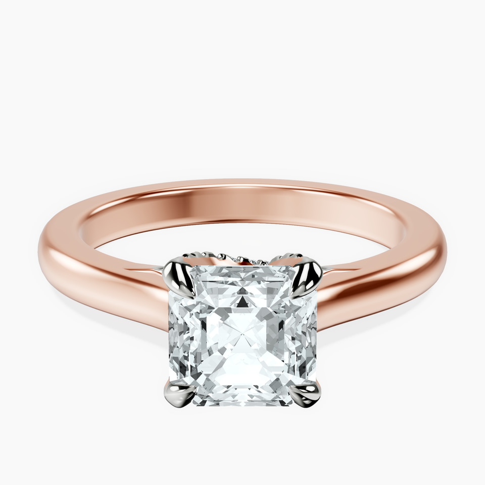 10kt Rose Gold Agnes Criss cross Prong Solitaire 2mm Lab Diamond Ring front image