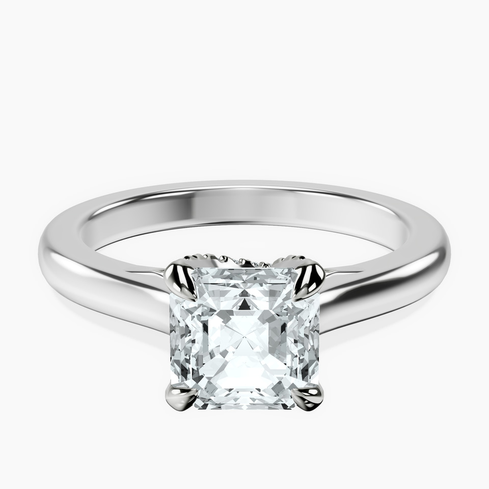 10kt White Gold Agnes Criss cross Prong Solitaire 2mm Lab Diamond Ring front image