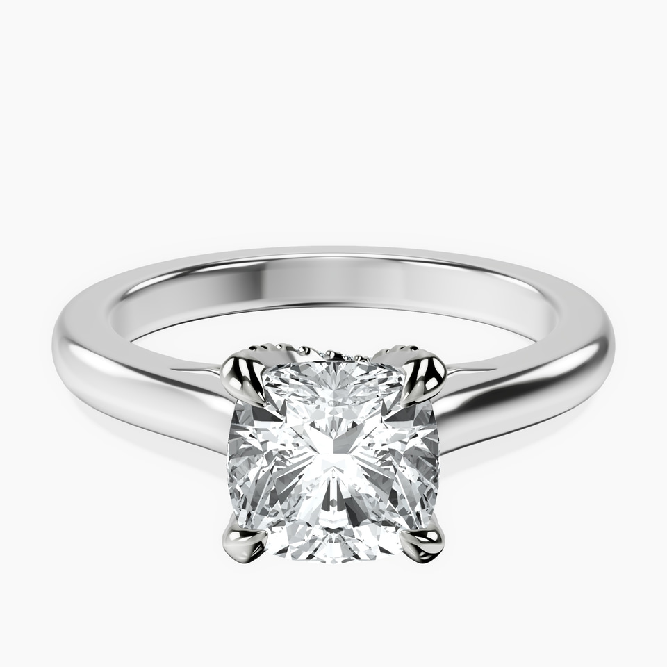 10kt White Gold Agnes Criss cross Prong Solitaire 2mm Lab Diamond Ring front image