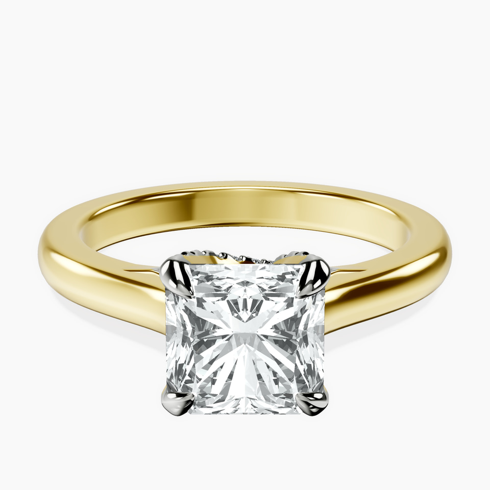 10kt Yellow Gold Agnes Criss cross Prong Solitaire 2mm Lab Diamond Ring front image
