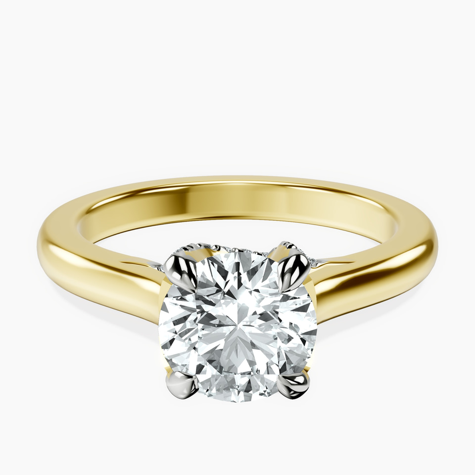 14kt Yellow Gold Agnes Criss cross Prong Solitaire 2mm Lab Diamond Ring front image